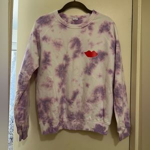 Claire V. Violet Tye Dye Poppy Lip Sweatshirt